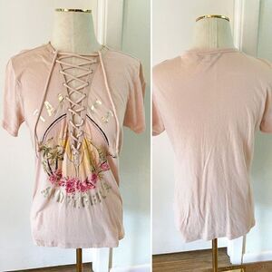 Express Lace Up Tequila T-shirt in Pink